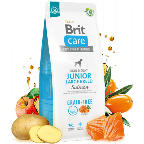 Hrana uscata pentru caini Brit Care Grain Free Junior Large Breed Somon si Cartofi 12kg